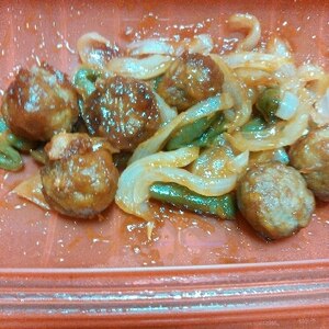 レンジで冷凍肉団子の酢豚風